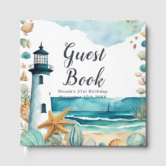 Nautical Lighthouse Birthday Party Gastenboek (Voorkant)