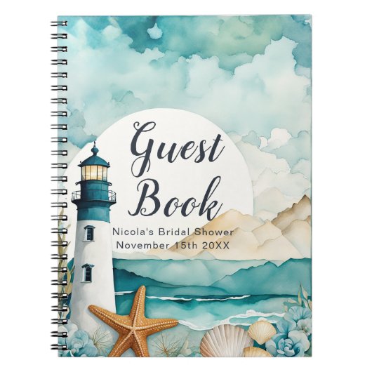 Nautical Lighthouse Bridal Shower Guest Book Notitieboek (Voorkant)