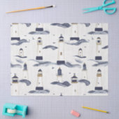 Nautical Lighthouse Coastal Blue Pattern (1) Tissuepapier (Craft)