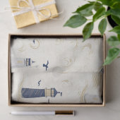 Nautical Lighthouse Coastal Blue Pattern (2) Tissuepapier (Geschenk)