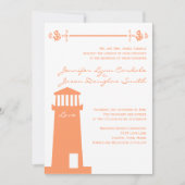Nautical Lighthouse Coral Wedding Invitations (Devant)
