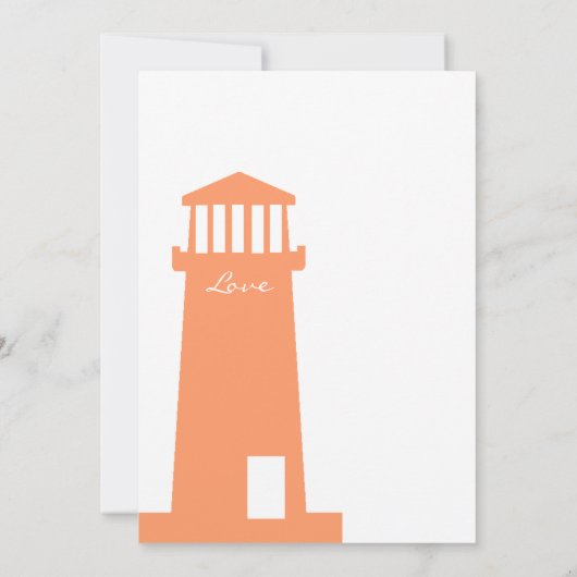 Nautical Lighthouse Coral Wedding Invitations (Dos)