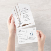 Nautical Lighthouse Destination Wedding All In One Uitnodiging (Afscheurbaar)