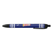 Nautical Lighthouse & Monogram op blauwe achtergro Zwarte Inkt Pen (Bodem)