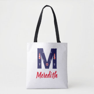 Nautical Lighthouse Monogram Tas Initiaal M
