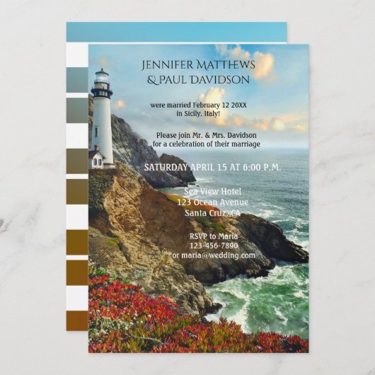 Nautical Lighthouse na huwelijksuitnodiging Kaart (Voorkant / Achterkant)