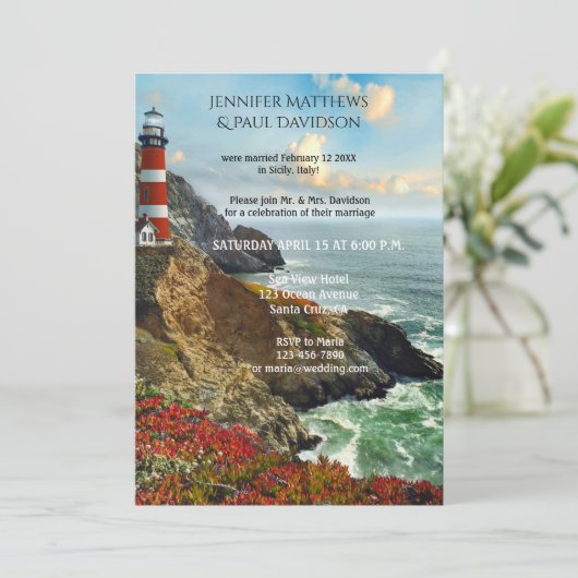 Nautical Lighthouse na huwelijksuitnodiging Kaart (Staand voorkant)