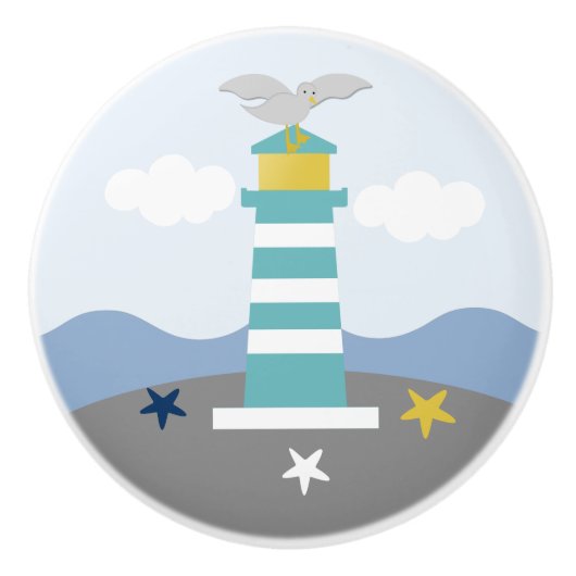 Nautical Lighthouse Nursery Drawer Pull Knob Keramische Knop (Voorkant)
