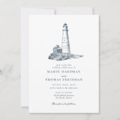 Nautical Lighthouse Ocean Seaside Wedding Kaart (Voorkant)