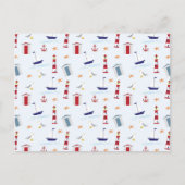 Nautical Lighthouse Pattern 1st Birthday Party Briefkaart (Voorkant)