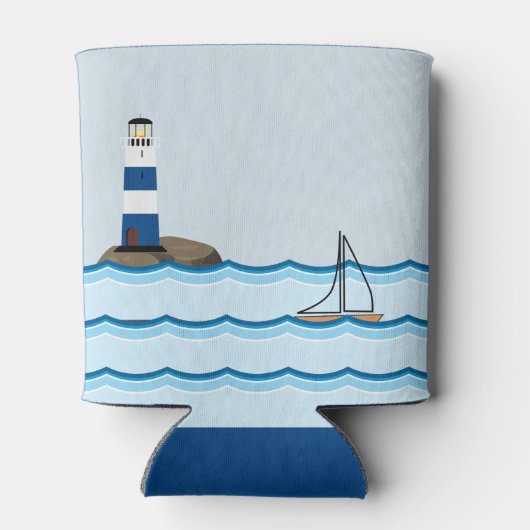 Nautical Lighthouse Scene Custom Birthday Blikjeskoeler (Achterkant)