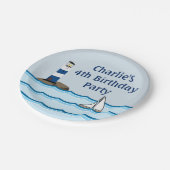 Nautical Lighthouse Scene Custom Birthday Papieren Bordje (Gekanteld)