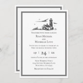 Nautical Lighthouse Seaside Beach Wedding Kaart (Voorkant / Achterkant)