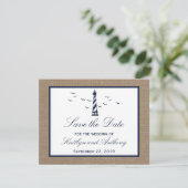 Nautical Lighthouse Wedding Save the Date Kaarten (Staand voorkant)
