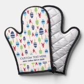 Nautical Lobster Buoy Pattern Aangepaste tekst toe Ovenwant (Voorkant / Achterkant)