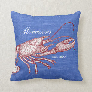 Nautical Lobster Monogram Beach House Kussen