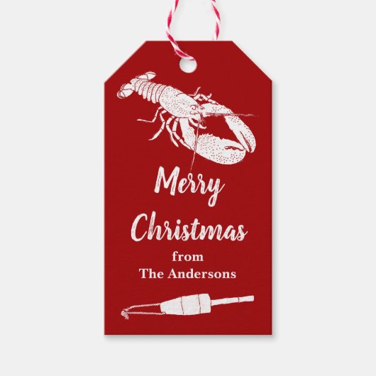 Nautical Lobster Persoonlijke Kerstmis Cadeaulabel (Voorkant)