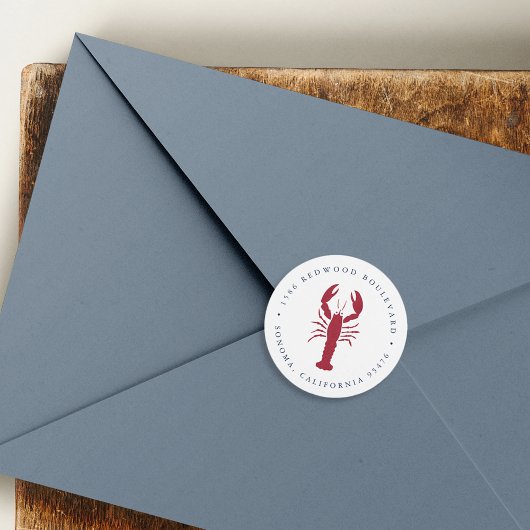 Nautical Lobster Return Address Ronde Sticker