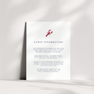 Nautical Lobster Wedding Guest Details Informatiekaartje
