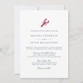Nautical Lobster Wedding Invitation Kaart (Voorkant)