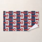 Nautical Lobsters on Navy Blue and Grey Stripes Bad Handdoek (Handdoek)