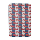 Nautical Lobsters on Navy Blue and Grey Stripes Badmat (Voorkant Verticaal)