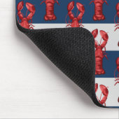 Nautical Lobsters on Navy Blue and Grey Stripes Muismat (Hoek)