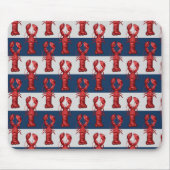Nautical Lobsters on Navy Blue and Grey Stripes Muismat (Voorkant)