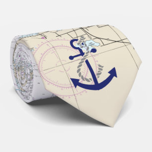 Nautical Map Decor Stropdas