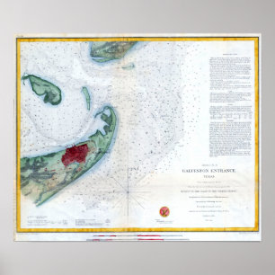  Nautical Map Galveston Texas Poster