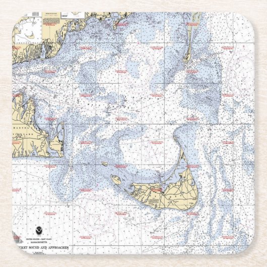 Nautical Map onderzetter of Nantucket (Voorkant)