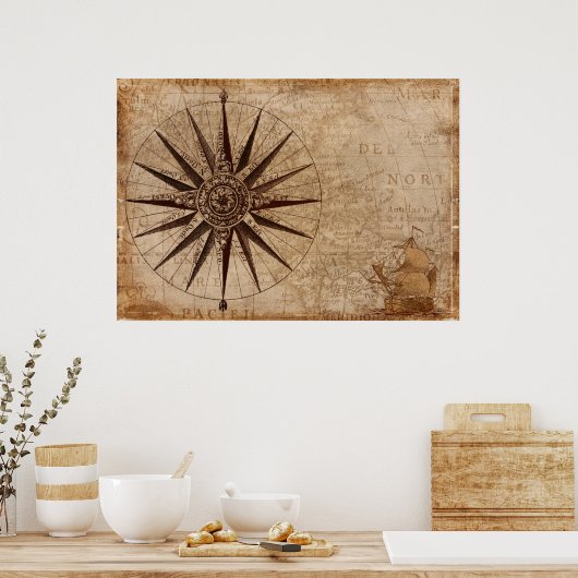 Nautical Map Poster (Keuken)