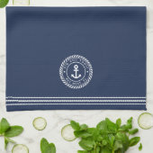 Nautical Marine Blue Ancre Nom du bateau Serviette (Plié)