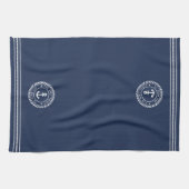 Nautical Marine Blue Ancre Nom du bateau Serviette (Horizontal)