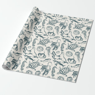 Nautical marine life wrappaper cadeaupapier