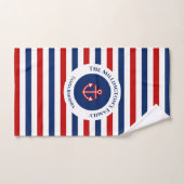 Nautical Marine Navy Blue Red Stripes Bad Handdoek (Handdoek)