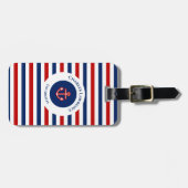 Nautical Marine Navy Blue Red Stripes Bagagelabel (Voorkant horizontaal)