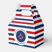 Nautical Marine Navy Blue Red Stripes Bedankdoosjes (Achterkant)