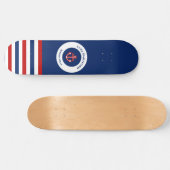 Nautical Marine Navy Blue Red Stripes Skateboard (Horizontaal)
