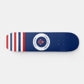 Nautical Marine Navy Blue Red Stripes Skateboard (Horizontaal)