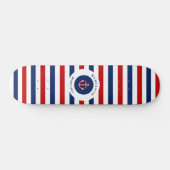 Nautical Marine Navy Blue Red Stripes Skateboard (Horizontaal)