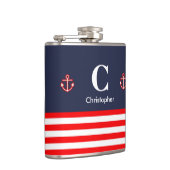 Nautical Marine Navy Royal Red Stripes Heupfles (Rechts)
