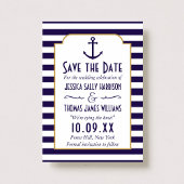 Nautical marine & White Stripe Anchor Save the Dat Date