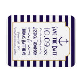 Nautical marine & White Stripe Anchor Save the Dat Magneet (Horizontaal)