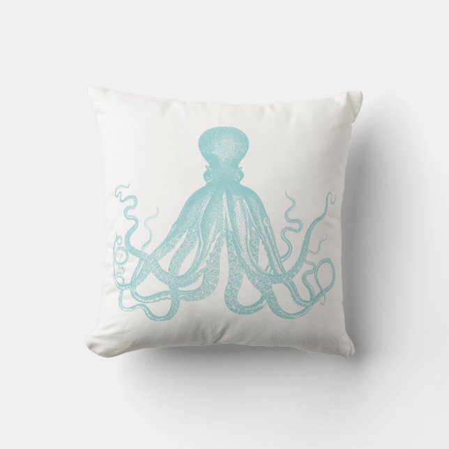 Nautical  Marine Zee Octopus Kussen (Voorkant)
