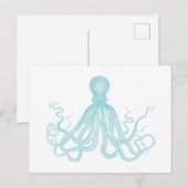 Nautical  Marine Zee Octopus Uitnodiging Briefkaart (Voorkant / Achterkant)