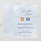 Nautical Maritime Flag Monogram Weddenschap Save The Date (Voorkant / Achterkant)