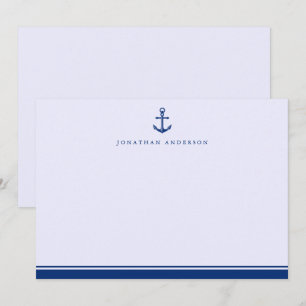 Nautical Maritime Navy Blue Anchor Correspondent Notitiekaartje