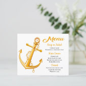 Nautical Menu Anchor Gold Weddenband Summer (Staand voorkant)