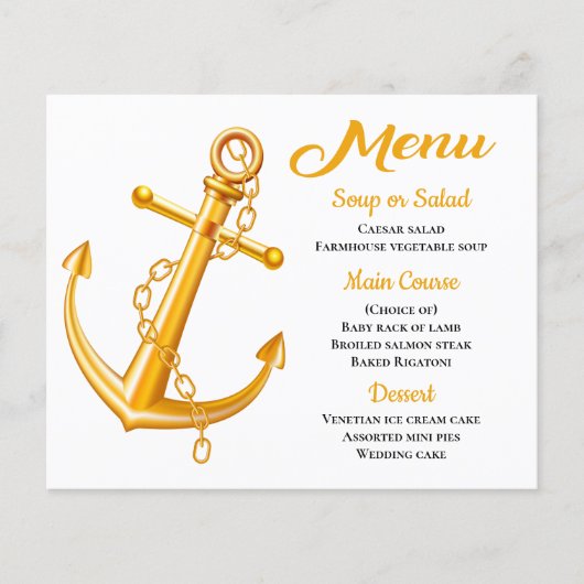 Nautical Menu Anchor Gold Weddenband Summer (Voorkant)
